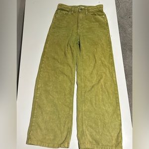 green BDG corduroy high and wide pants 26